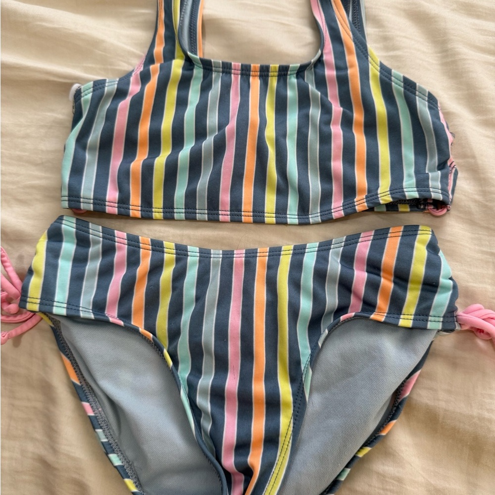 Art Class Blue and Pink Bikini Set with Vertical Stripes